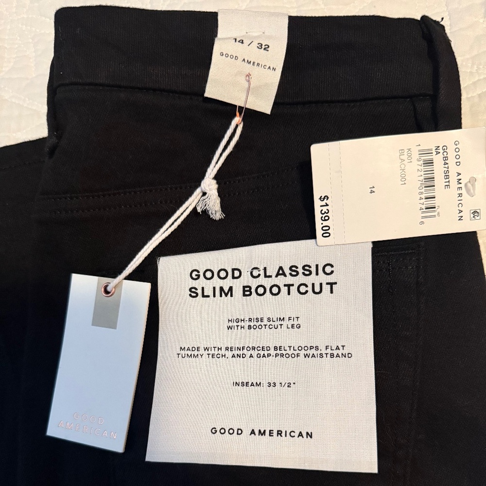 Good American Black Classic Slim Bootcut Jeans